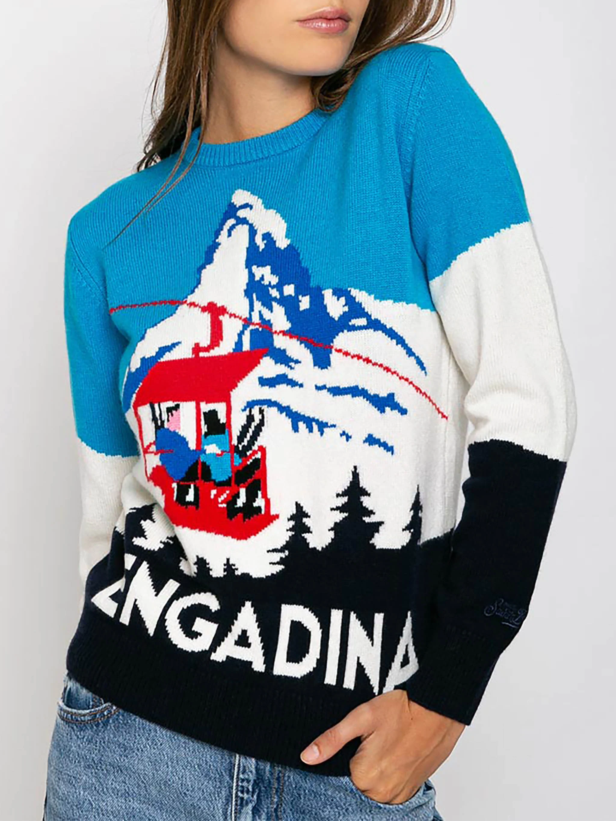 Engadina damestrui met vintage ansichtkaartprint