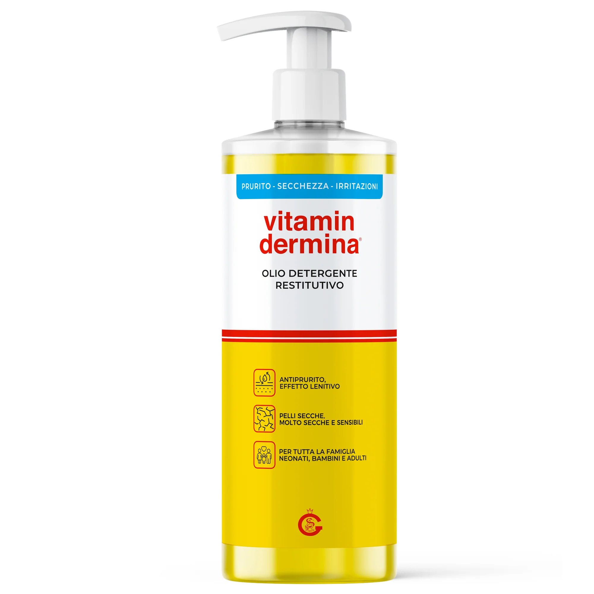 Vitamindermina Olio Detergente Restitutivo - Bagno e Doccia, Olio Bagno, Prodotti per Bambini, Trattamento Bebè
