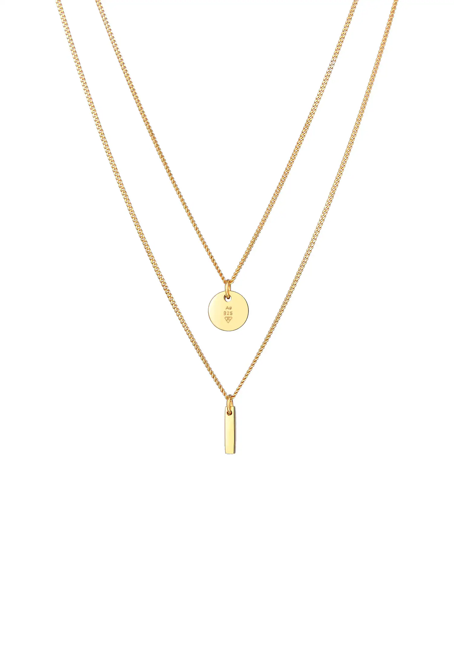 Elli Femmes Couches Cercle Bâton Pendentif Géo en argent sterling 925 plaqué or