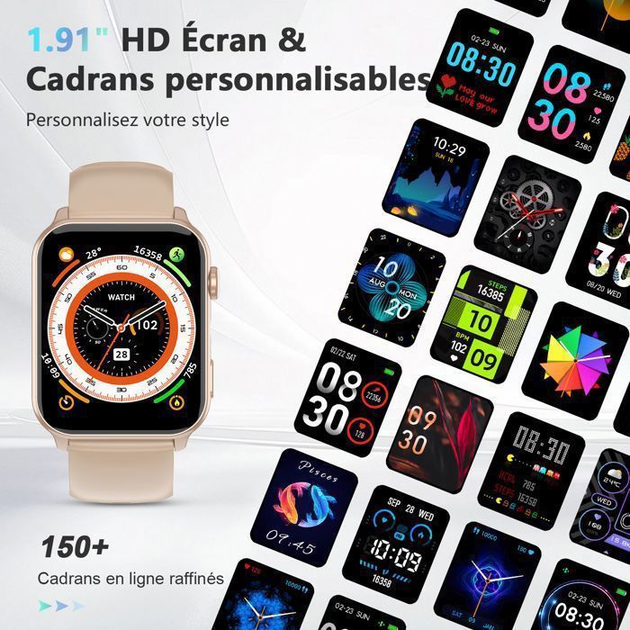 SmartWatch Blackview Montre Connectée Femme Intelligente Etanche GPS Fréquence Cardiaque Fitness Tracker pour iOS Android Xiaomi