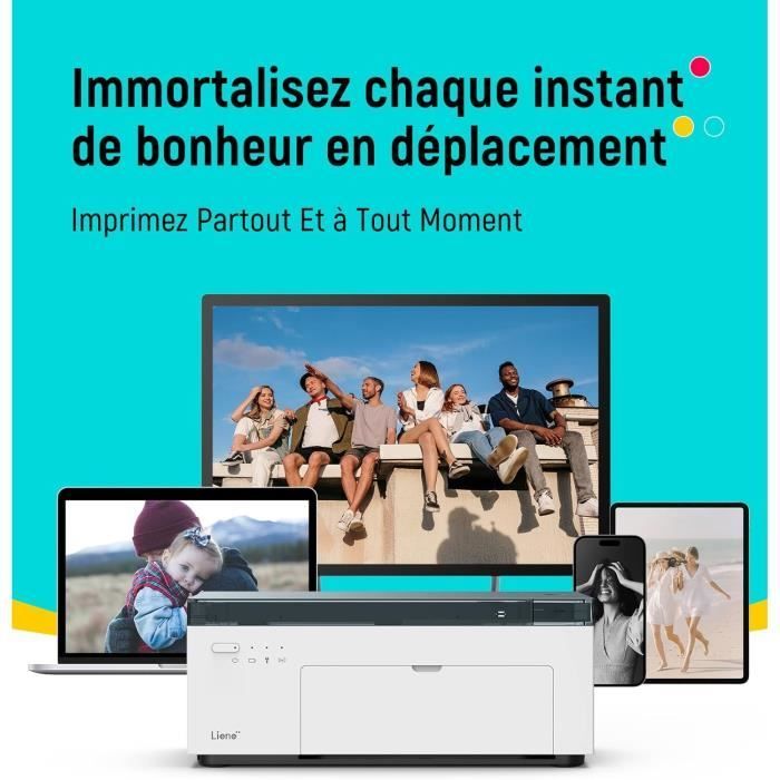 Liene Imprimante Photo Portable avec Batterie Rechargeable WiFi Imprimante Photo avec 20 Papiers 10x15cm pour Voyage/Maison,Tirag