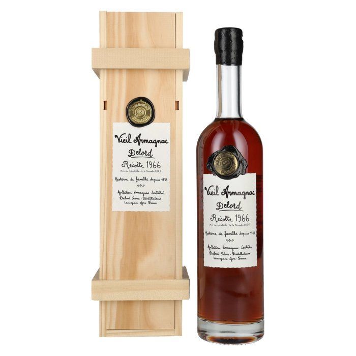 Armagnac Delord Vintage Vendemmia 1966 40% Vol. 0,7 l in scatola di legno