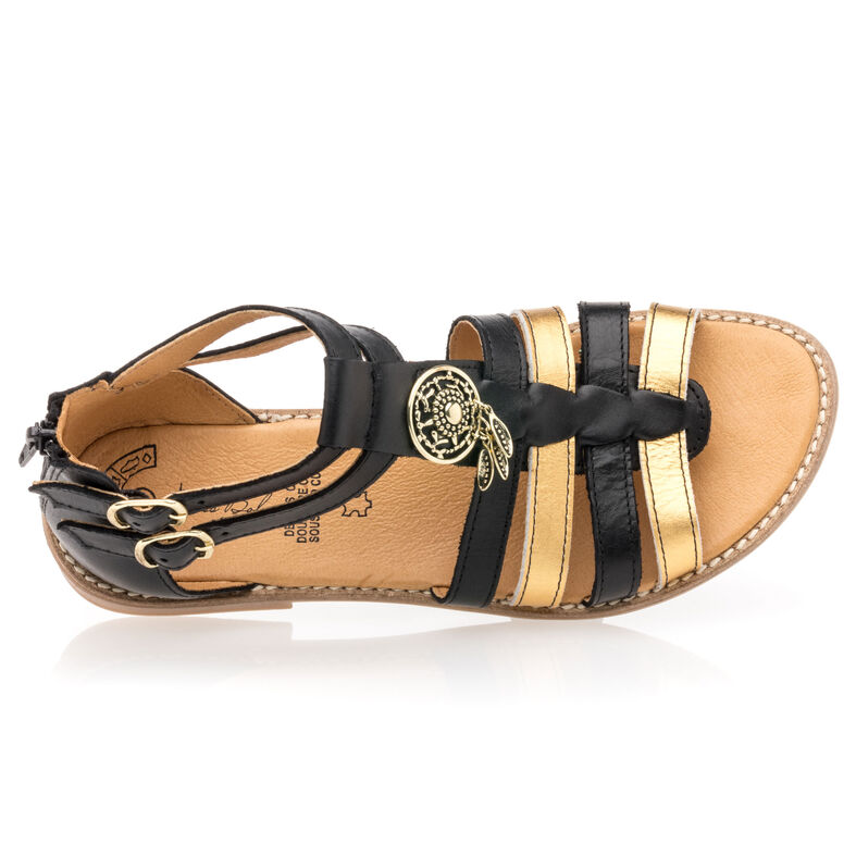 Sandalias negras para niñas / Zapatos de punta abierta