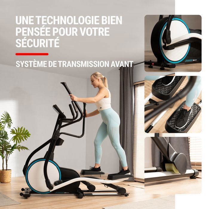 Hop-Sport HS-250CF Jucon Home Elliptical Trainer, 32 Levels of Magnetic Resistance, 24kg Flywheel, 12 Programs, Blue