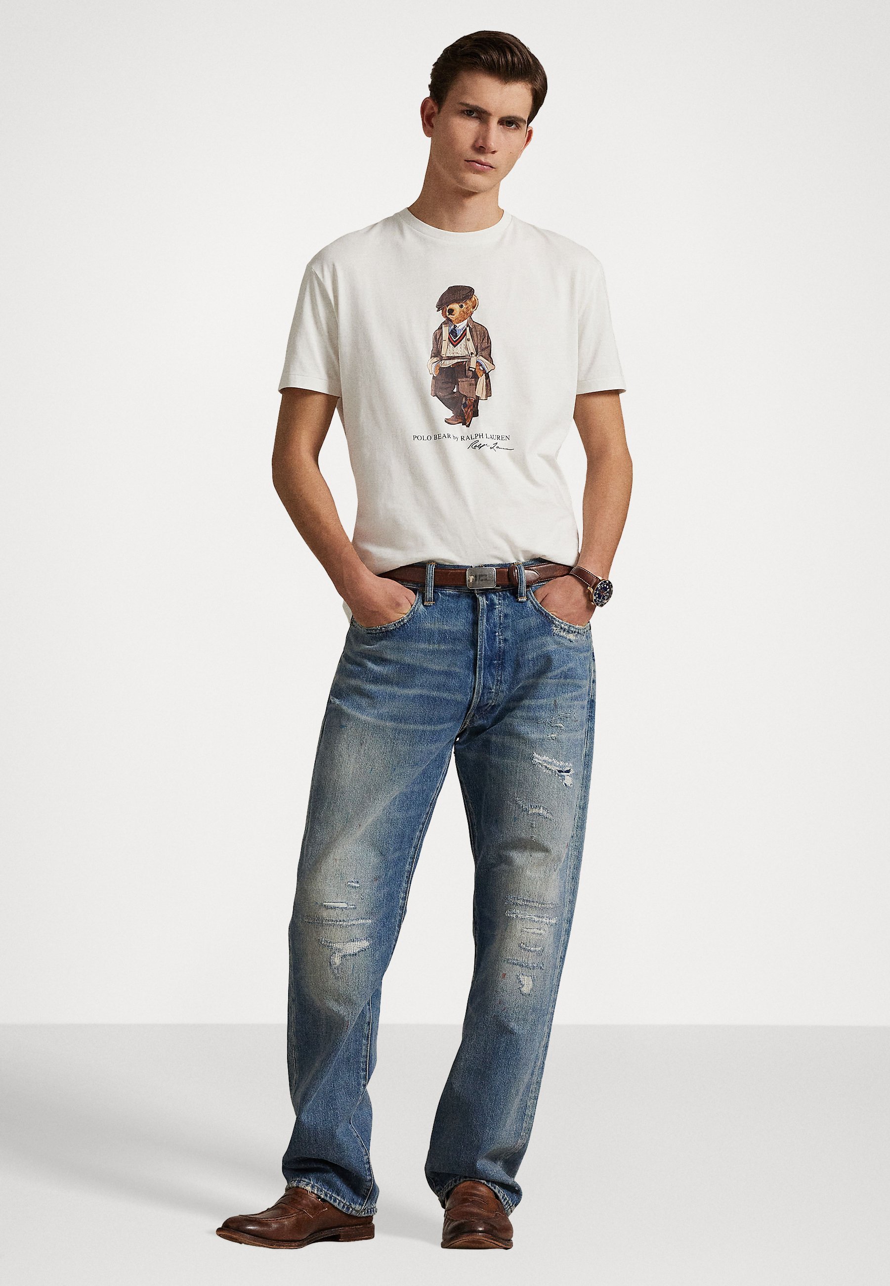 T-shirt Polo Ralph Lauren CUSTOM SLIM FIT POLO BEAR JERSEY - T-shirt stampata - bianca