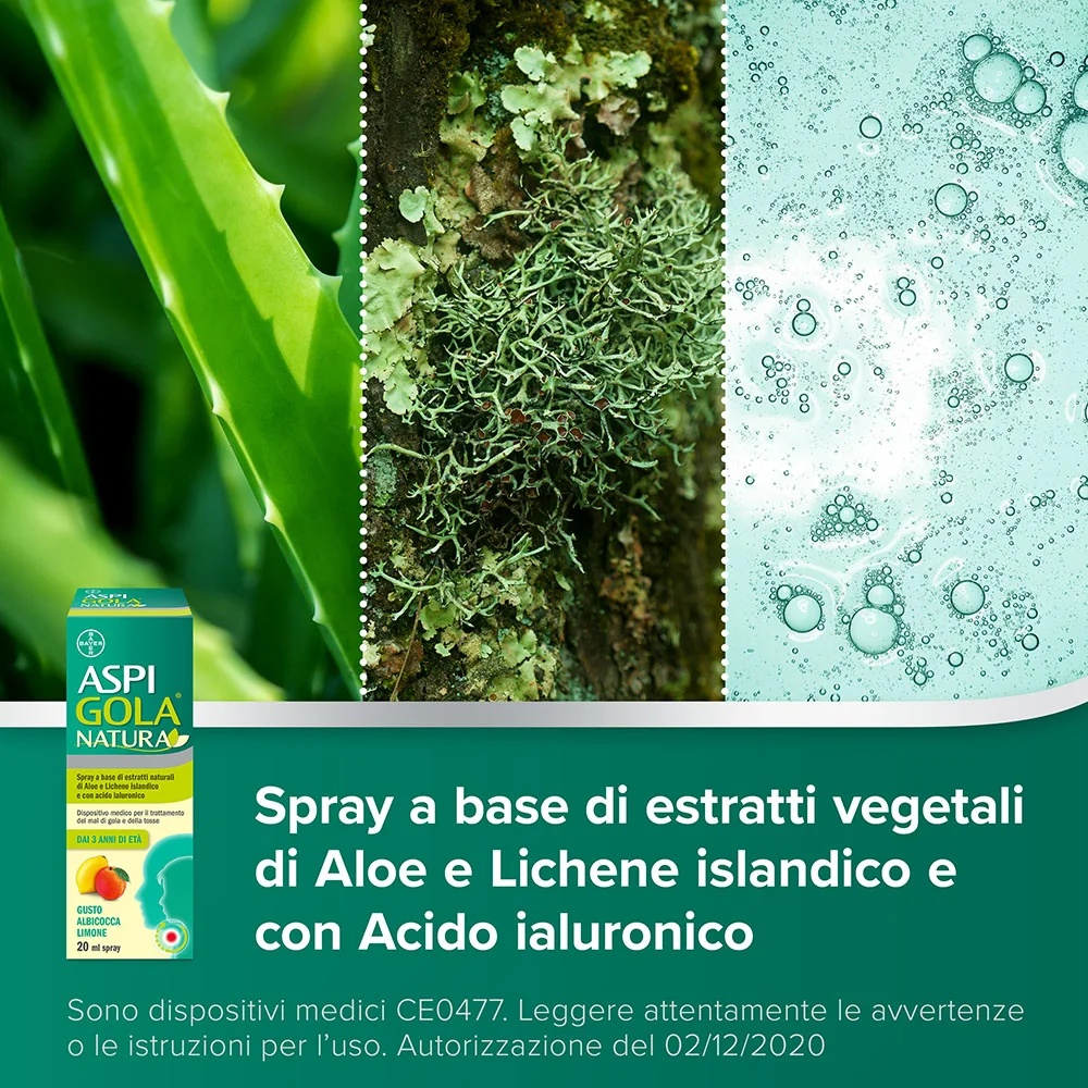 ASPIRINE Spray Aspi Gola Natura Abricot-Citron 20 ml Mal de gorge et toux