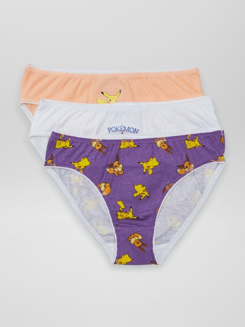Conjunto de 3 cuecas 'Pokémon' - BRANCAS
