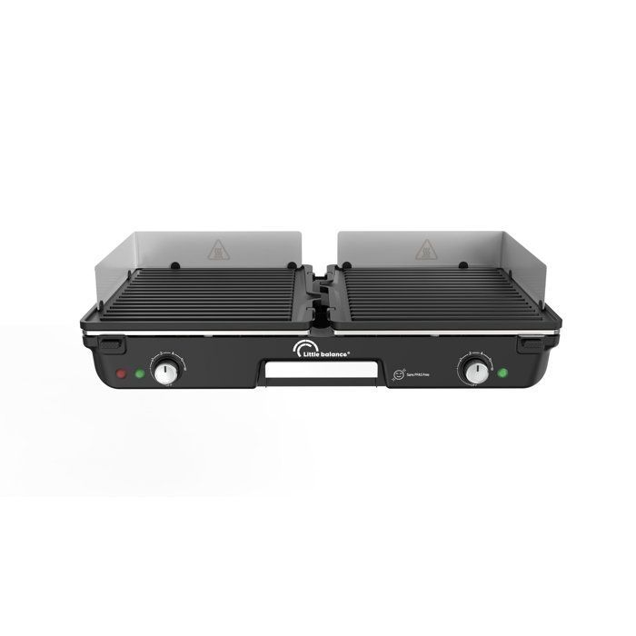 Plancha eléctrica - LITTLE BALANCE - Doble 2000 Nopifas - 2000 W - 2 zonas de cocción independientes - Libre de PFAS - Negra