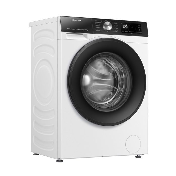 Lavadora de carga frontal Hisense de 10,5 kg y 1400 rpm, color blanco, WF3S1045BW3