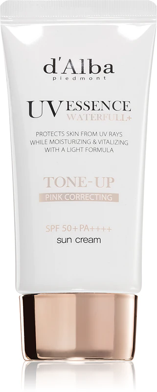 d'Alba Waterfull Pink Correcting Tone-Up Sun Cream voor een stralende en hydraterende gezichtszonnebrandcrème