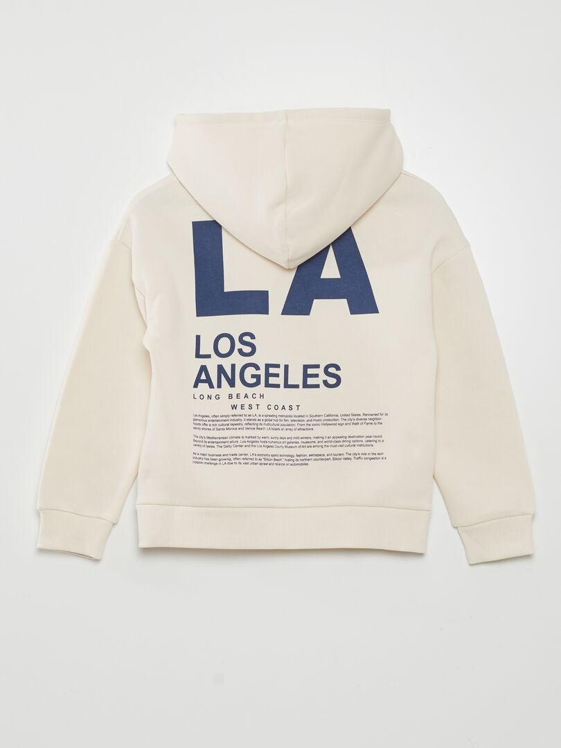 Fleece sweatshirt met Amerikaanse print - WIT