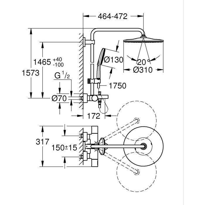 GROHE Bad-/Douchekolom - 26657000 - Thermostatische mengkraan - Chroom - 31 cm