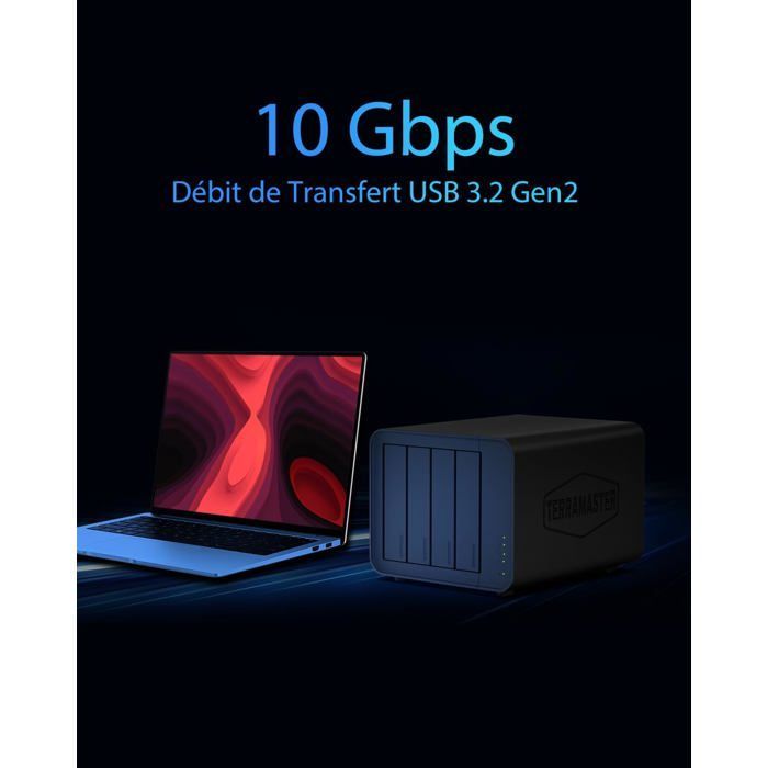 TERRAMASTER D8 Box ibrido a 8 alloggiamenti per HDD/NVMe, USB 3.2 Gen2 10Gbps, RAID 0/1/JBOD + Modalità esclusive (senza dischi)