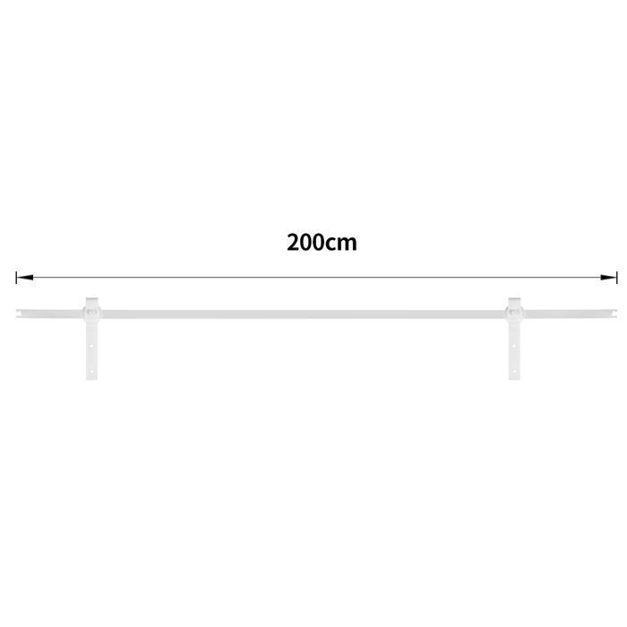 Herrajes sencillos para puerta corredera de granero con riel colgante y rodillos - YIYI - 200 cm - Blanco