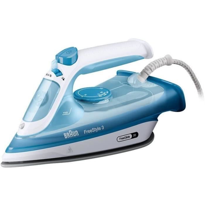 BRAUN FI3144 BL FreeStyle 3 Dampfbügeleisen – SuperCeramic-Bügelsohle – 2400 W Leistung – Konstante Dampfleistung 45 g/min