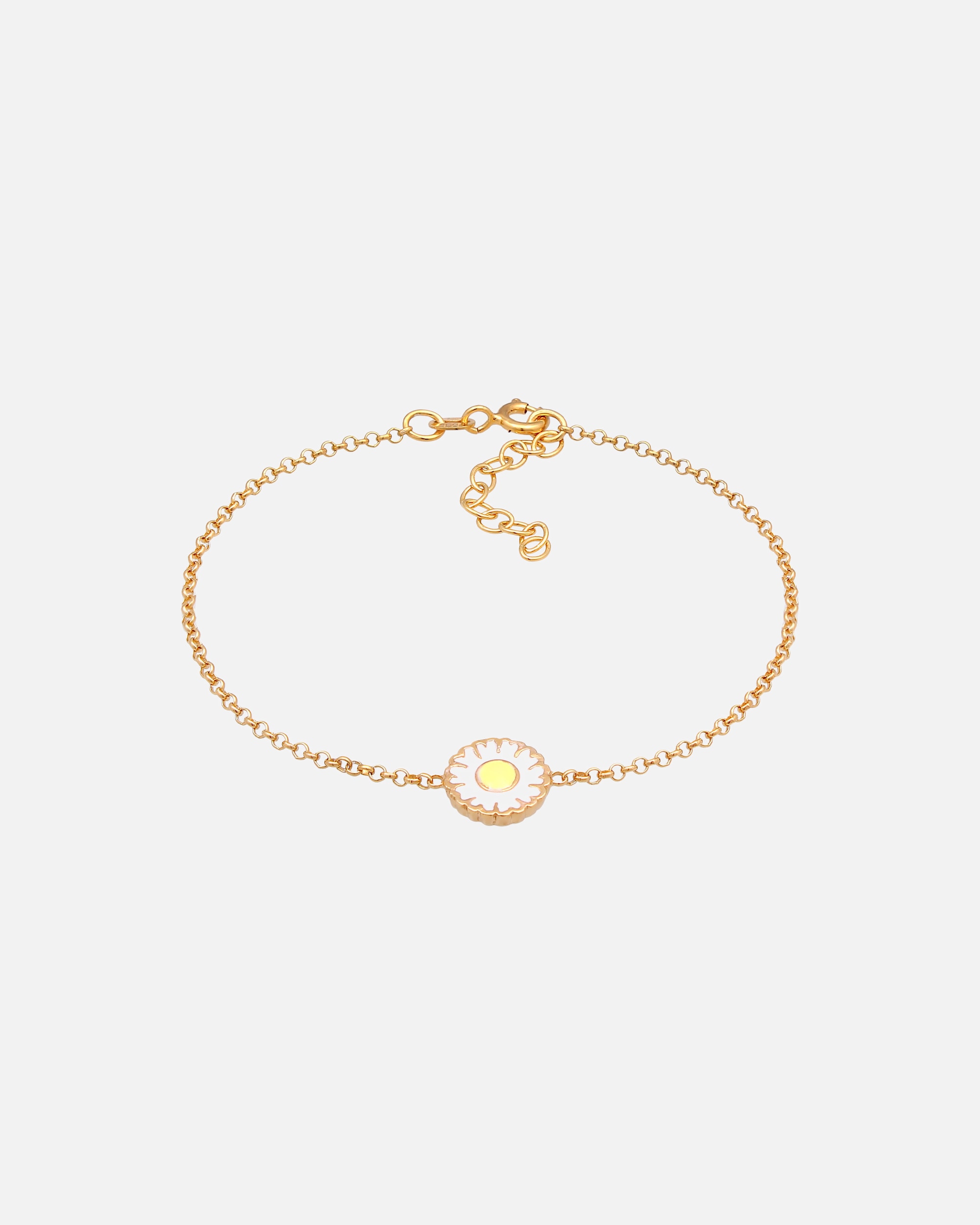 Elli Femmes Pendentif Marguerite été avec émail en argent sterling 925 plaqué or