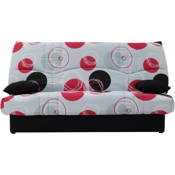 Canapé convertible clic clac 3 places - Tissu motif Planète gris - L 190 x P 92 cm - DREAM - Style Contemporain