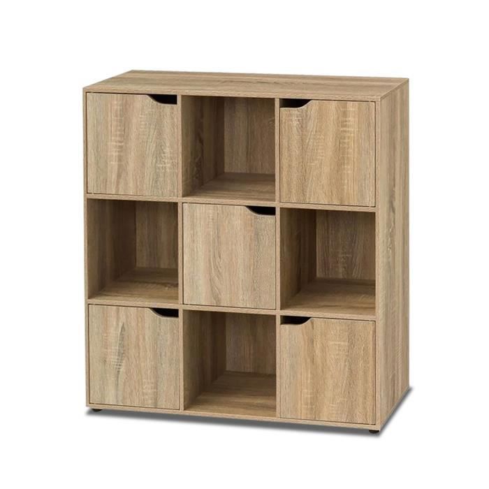 Meuble de rangement coloris chêne - Longueur 90 x profondeur 29 x Hauteur 90 cm.