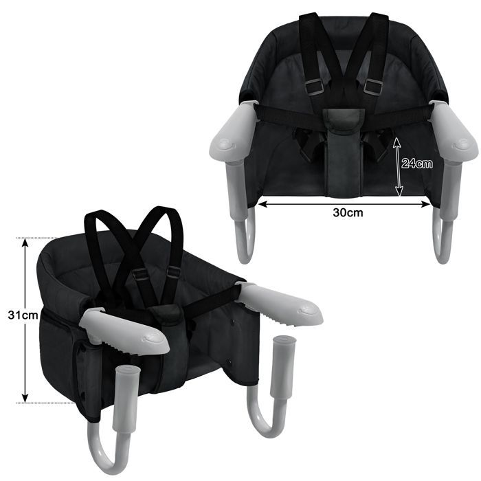 Silla de mesa plegable para bebé - XMTECH - Sujeción multipunto - Para niños de 6 a 36 meses - Negra