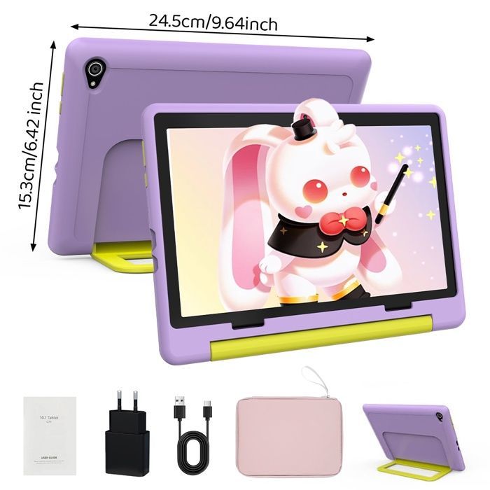 Tablette pour Enfant - KOTSREN - 10 pouces - Violet - 8 Go RAM - 64 Go (ext. 1 To, Android 14)