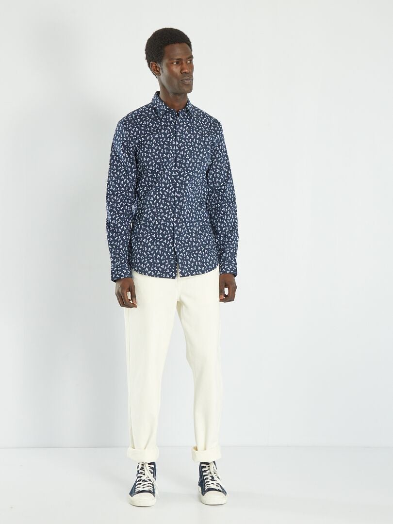 Camisa ajustada estampada - AZUL