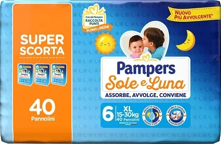 Fraldas PAMPERS Sole Luna Trio XL 40 unidades