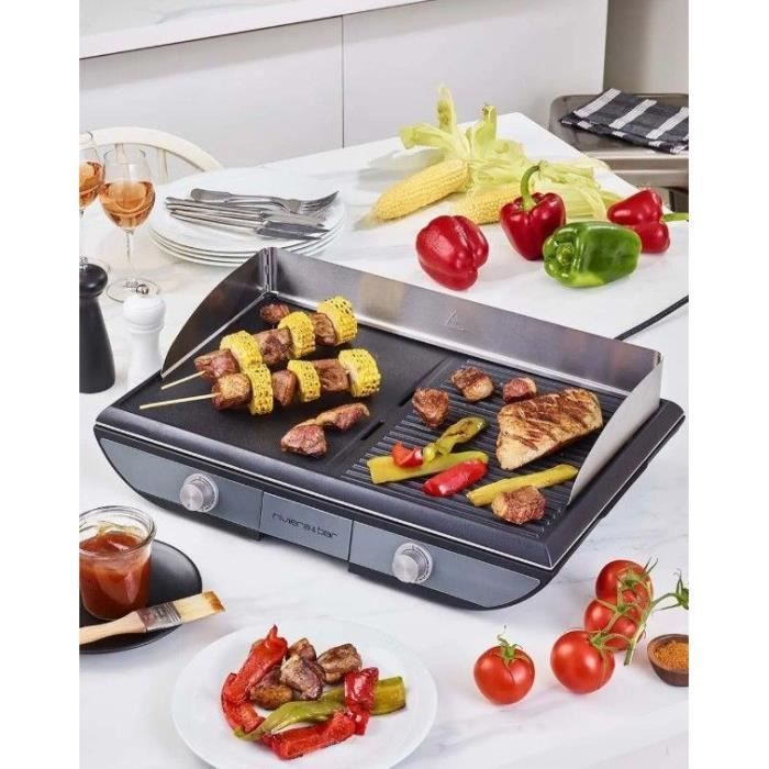 Plancha - RIVIERA & BAR - QPL570 - 2300 W - Dual Zone - 8 to 10 people - 53.5 x 33 cm - Black