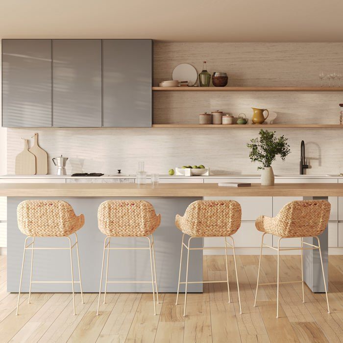 Lot de 2 chaises pour îlot central 66 cm en matière naturelle - Faro - Rendez-Vous Déco