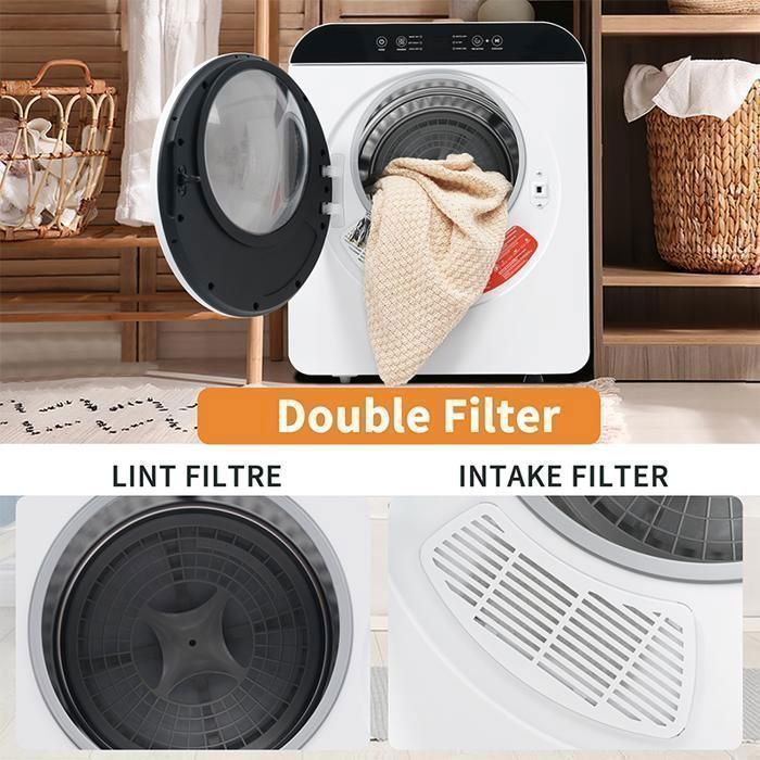Sèche-linge compact 3 kg, 830 W, 6 programmes, stérilisation UV/haute température, minuterie 10–180 min, mural, classe G