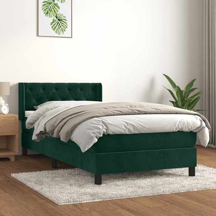 Rete a doghe e materasso - Maison Exclusive - Velluto verde scuro - 80x200 cm - Massimo relax