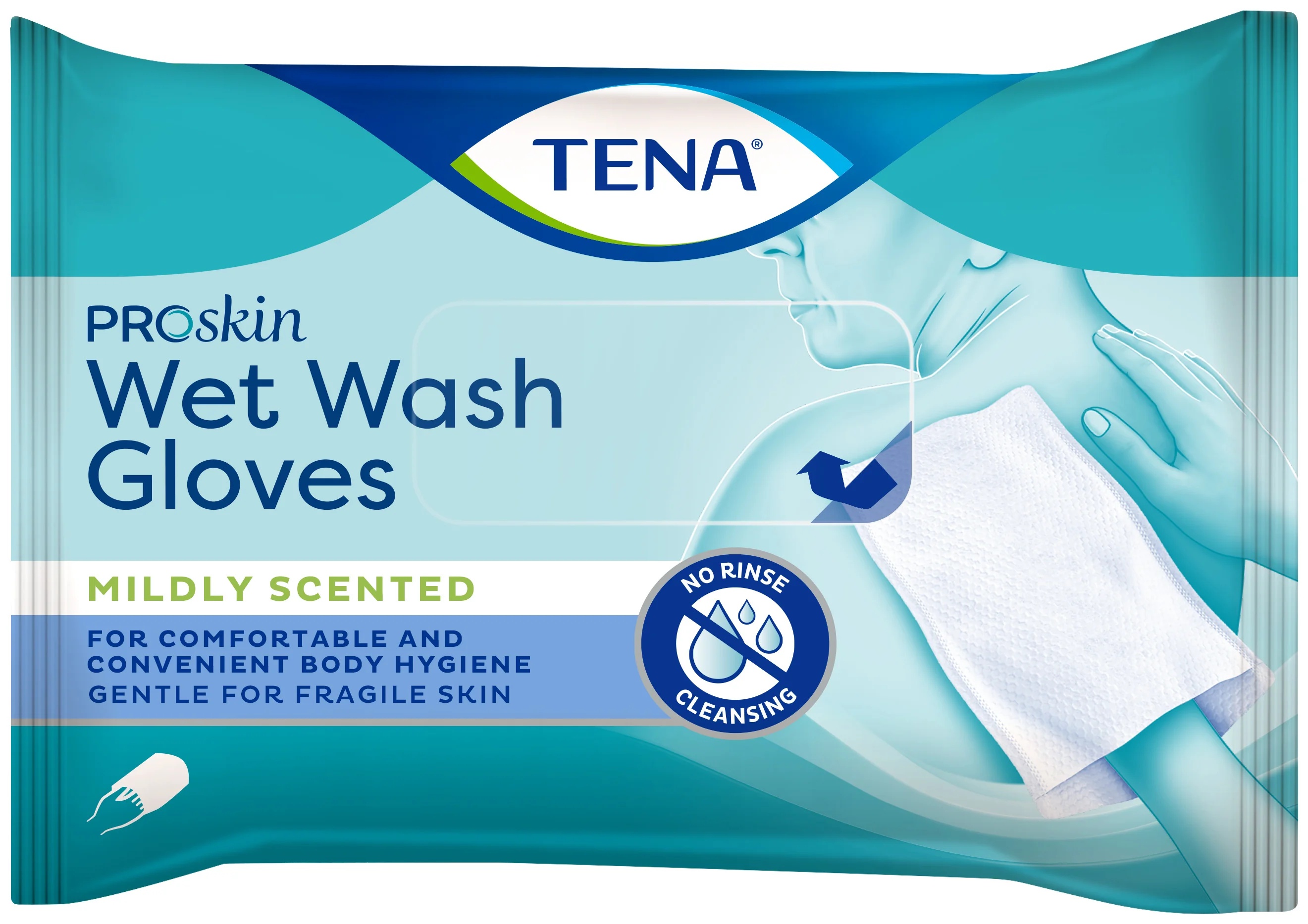 TENA Wet Wash Glove voor dagelijkse lichaamsreiniging, 8 stuks
