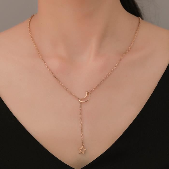 ZHEN Nouvelles étoiles et lune Long pendentif collier femmes or chaîne colliers Femme déclaration Collares mode bijoux accessoires