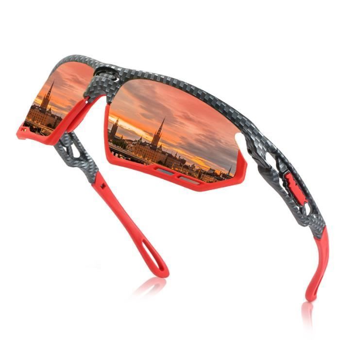 SHARPHY Lunettes de soleil homme cyclisme l'été sports de plein air polarisées ski pêche conduire classique rouge