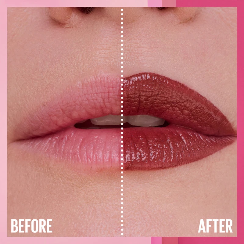 MAYBELLINE NEW YORK serumo lūpų dažai Švelnūs, aksominiai lūpų dažai su drėkinamuoju efektu.