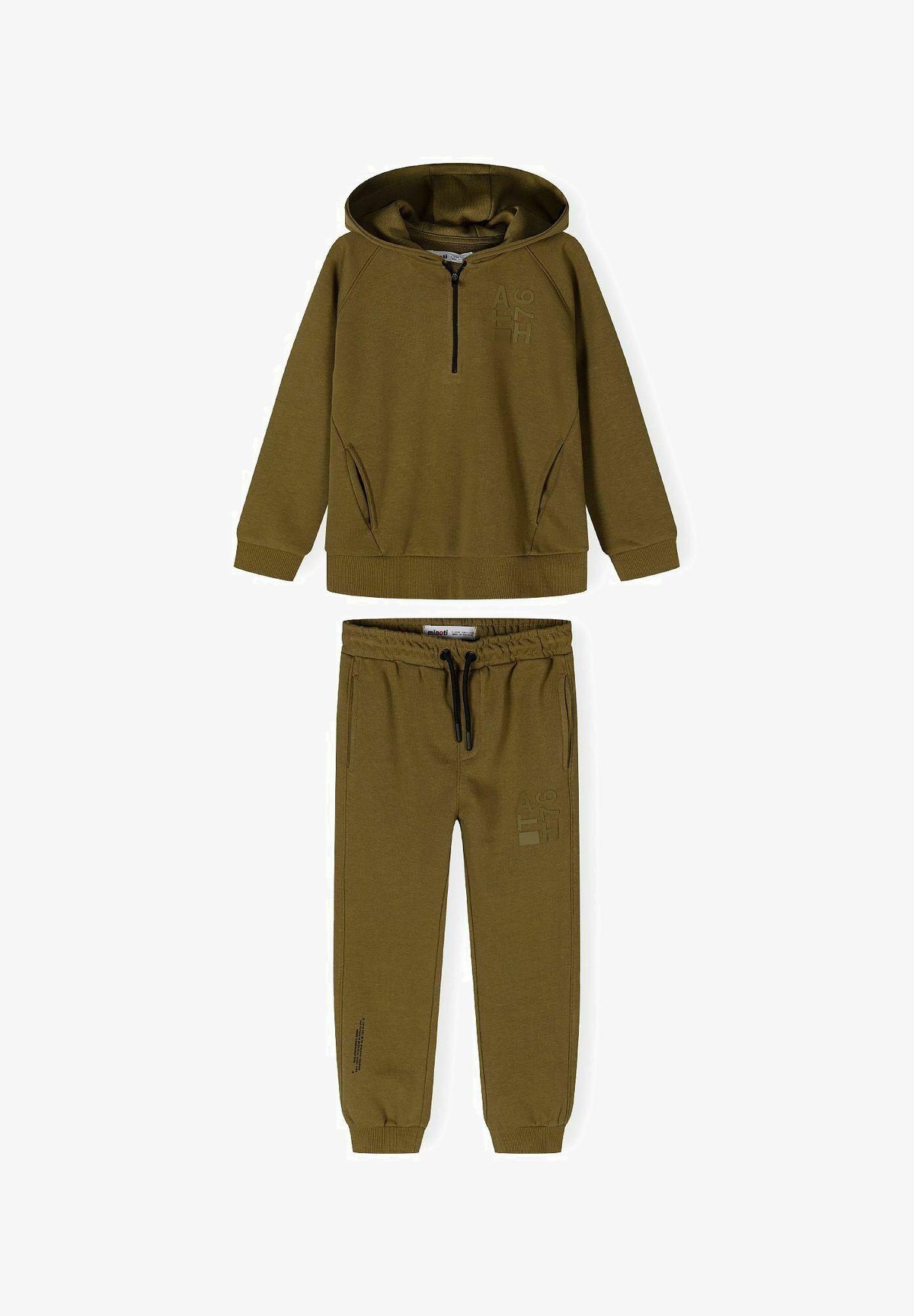 Completo felpa con cappuccio e pantaloni da jogging MINOTI con mezza zip - ocra