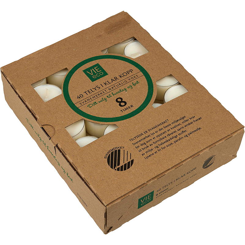 Vie Eco telyslys 40-pakning 8 timers lys Vie Eco