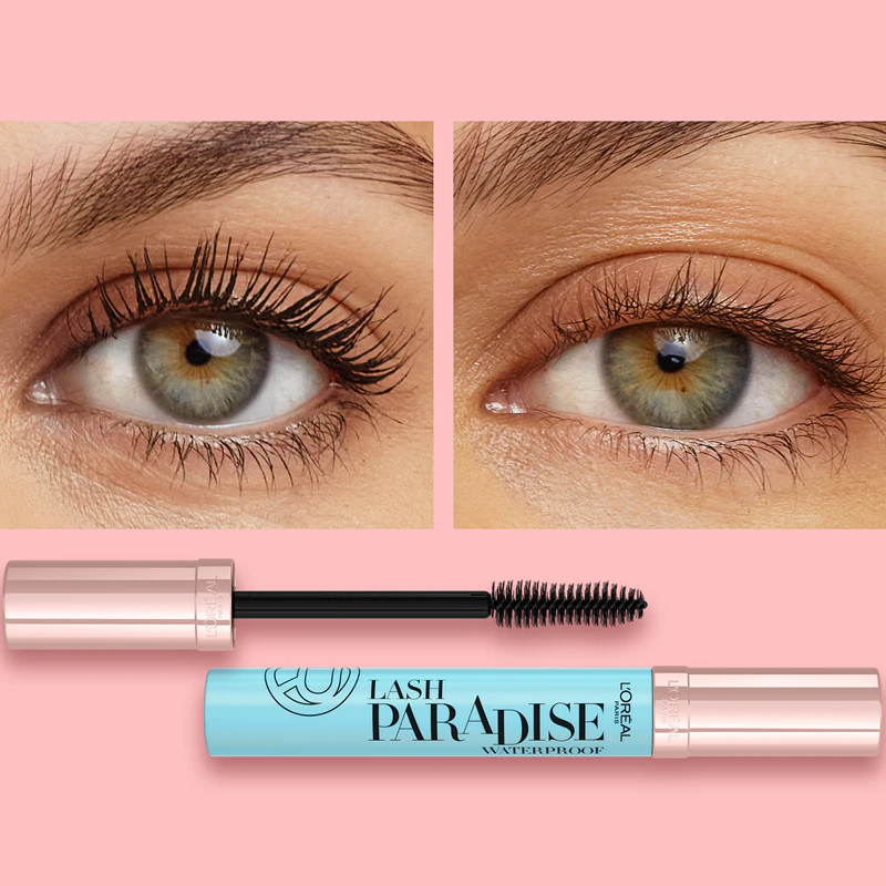 Máscara para cílios à prova d'água Lash Paradise da L'Oréal Paris para alongamento e volume.