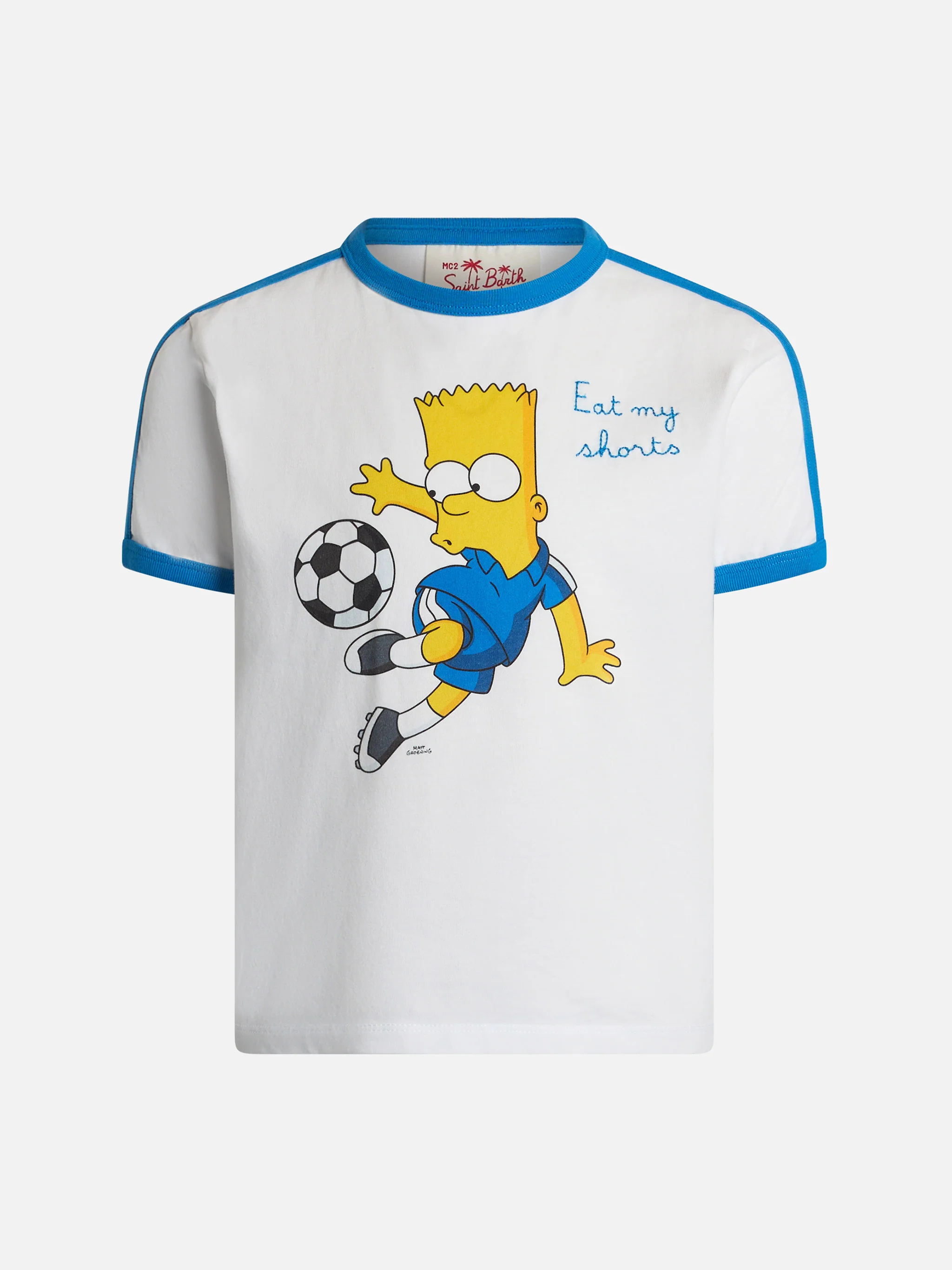 Dean Jr. wit katoenen T-shirt voor jongens met Bart S-print en borduurwerk
