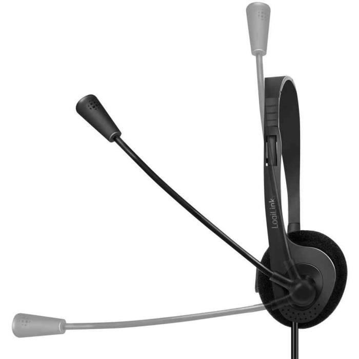 Casque micro - LOGILINK - HS0054 - Microphone réglable - Prise jack 3,5 mm - Contrôle du volume intégré