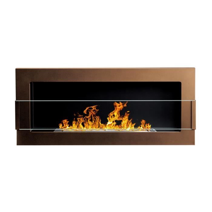 Cheminée bioéthanol - ASTRALIS - 90x40 cm - bronze - en acier - style moderne