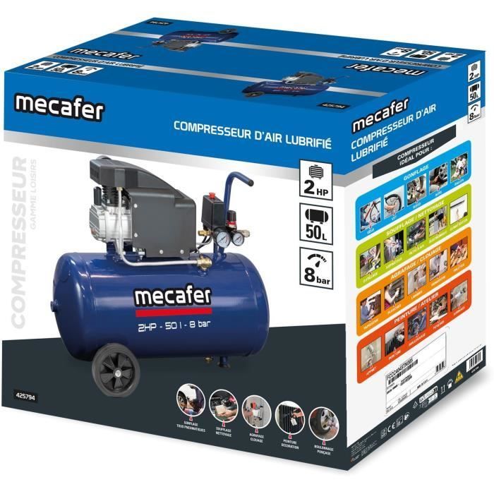 Compresor - MECAFER - 425794 - Azul - 50 L - 2 CV - 8 Bar