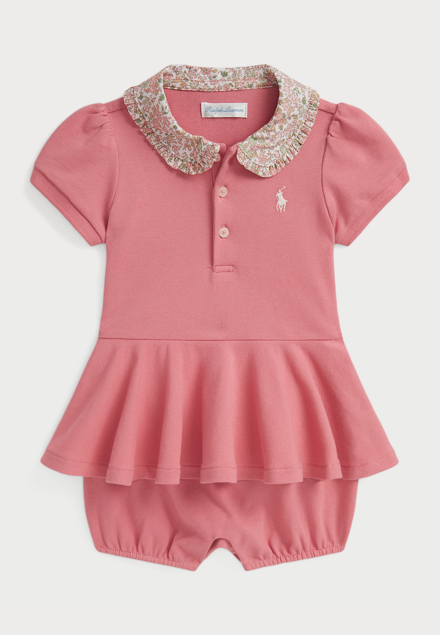 Polo Ralph Lauren FLORAL COLLAR MESH BUBBLE SHORTALL - Jumpsuit - vervaagde pioenroos