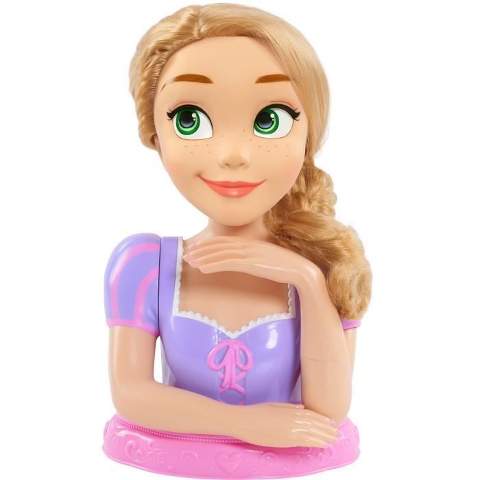 Testa per acconciature - DISNEY - Rapunzel Deluxe - 12 accessori - Flacone di smalto finto - Guida all'acconciatura