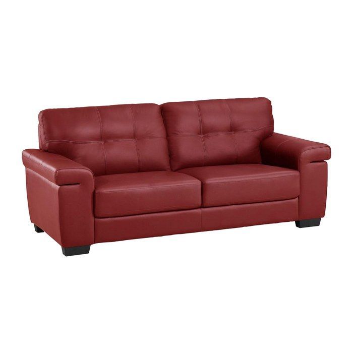 Divano a 3 posti in pelle HAZEL - Rosso - Fisso - Comfort eccezionale - Design contemporaneo