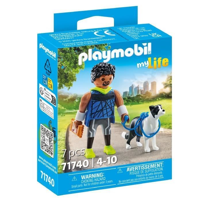 PLAYMOBIL 71740 Hombre atlético con Border Collie, Mi vida, 7 piezas, Para mayores de 4 años