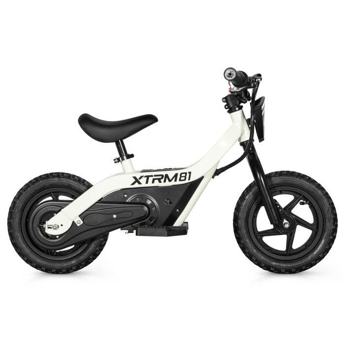 Bicicleta de equilibrio eléctrica DX 12 blanca de 24 V y 100 W para niños