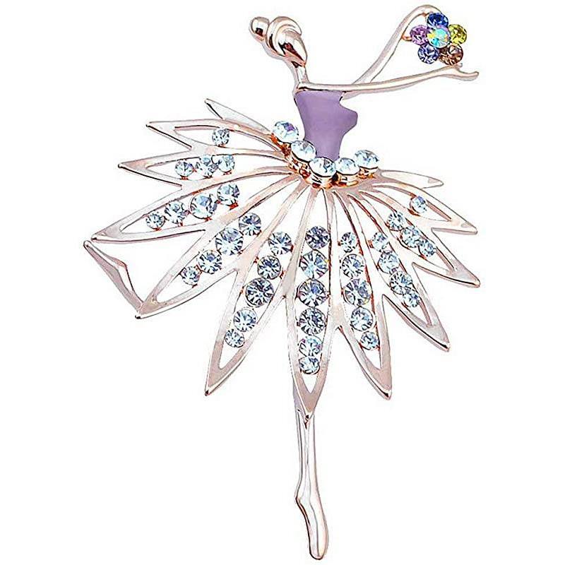 brooches for women，la luen Cute dance Brooch Jewelry Rhinestone Brooch Pin Scarves Shawl Clip for Women Girl