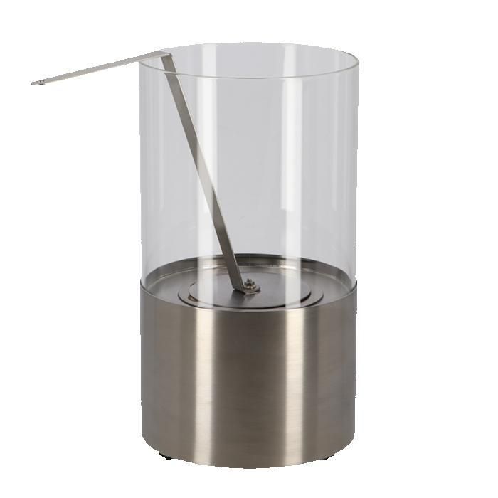 Feuerstelle – FANCY FLAMES – Bioethanol-Tischkamin – Silber – Durchmesser 16,4 cm – Höhe 29 cm