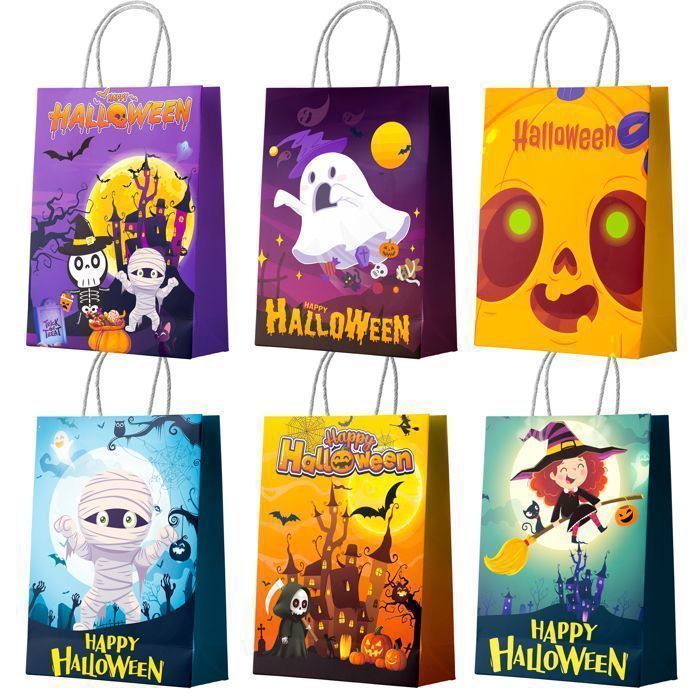 Sacchetti regalo di Halloween - INBOXXARTY - 24 pezzi - Multicolore - 20,3x15x7,9 cm - Sacchetti di carta