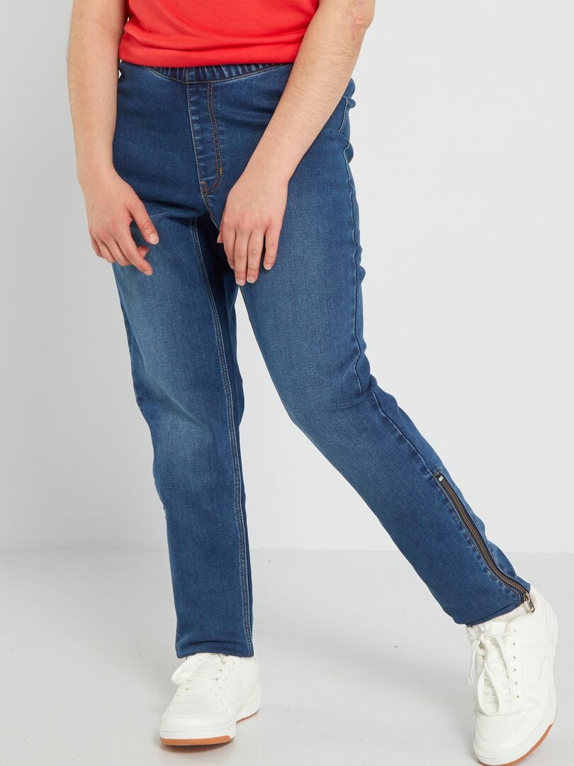 Jeans met hoge taille en rechte pijpen - makkelijk aan te trekken - BLAUW